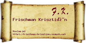 Frischman Krisztián névjegykártya
